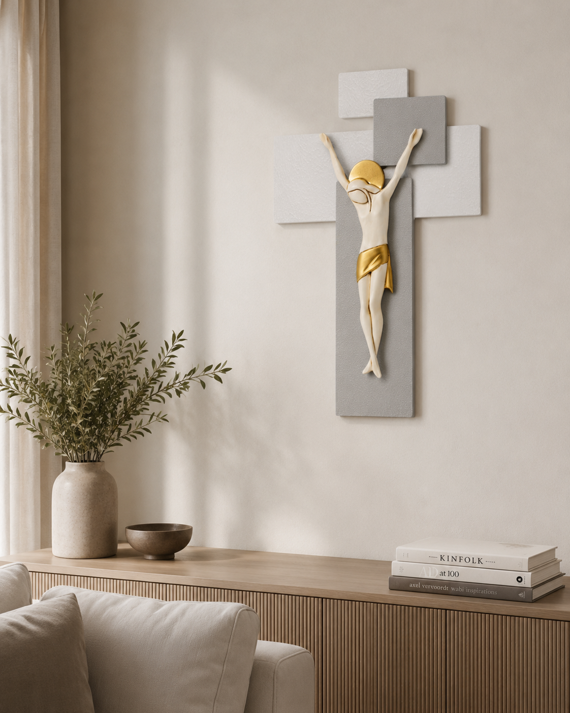 ESTEGO CRUCIFIX | in wood and stucco | 27x40cm