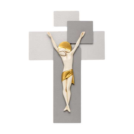 CROCIFISSO ESTEGO | in legno e stucco | 27x40cm