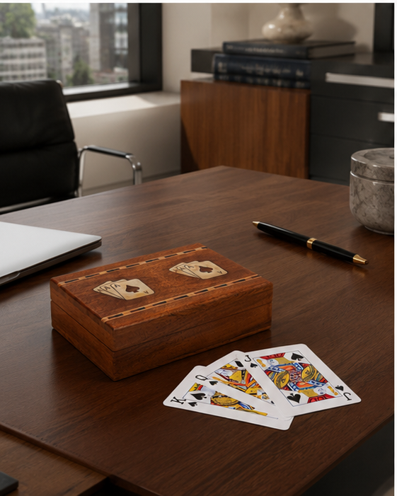 BIZZOTTO FORTUNE CARDS DECORATION | in wood | 15.5x12x4.3cm