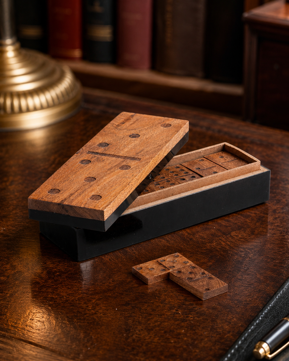 DÉCORATION DOMINO FORTUNE | en bois | 20,5x6,8x5cm