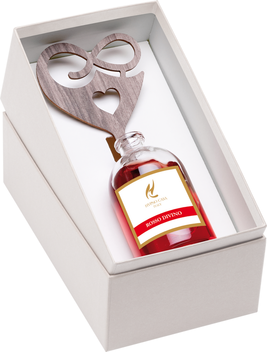 DIFFUSORE DI FRAGRANZA SAGOMA CUORE ROSSO DIVINO HYPNO CASA | in vaso di vetro | 50ml
