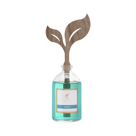DIFFUSORE DI FRAGRANZA SAGOMA FOGLIA NEROLI HYPNO CASA | in vaso di vetro | 50ml