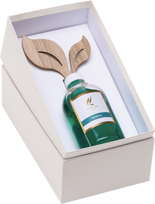 DIFFUSORE DI FRAGRANZA SAGOMA FOGLIA NEROLI HYPNO CASA | in vaso di vetro | 50ml