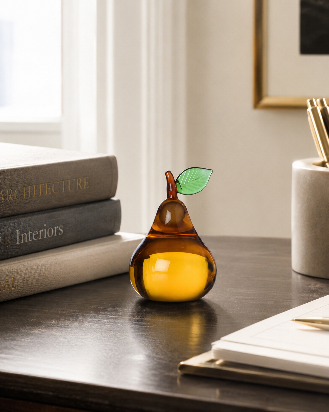 PAPERWEIGHT PEAR FRUITS&FLOWER ICHENDORF MILANO | borosilicate glass | 5x8cm