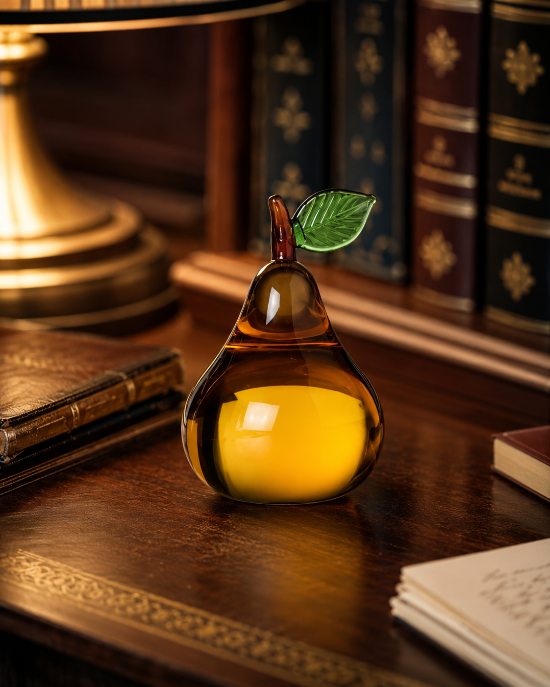 PAPERWEIGHT PEAR FRUITS&FLOWER ICHENDORF MILANO | borosilicate glass | 5x8cm
