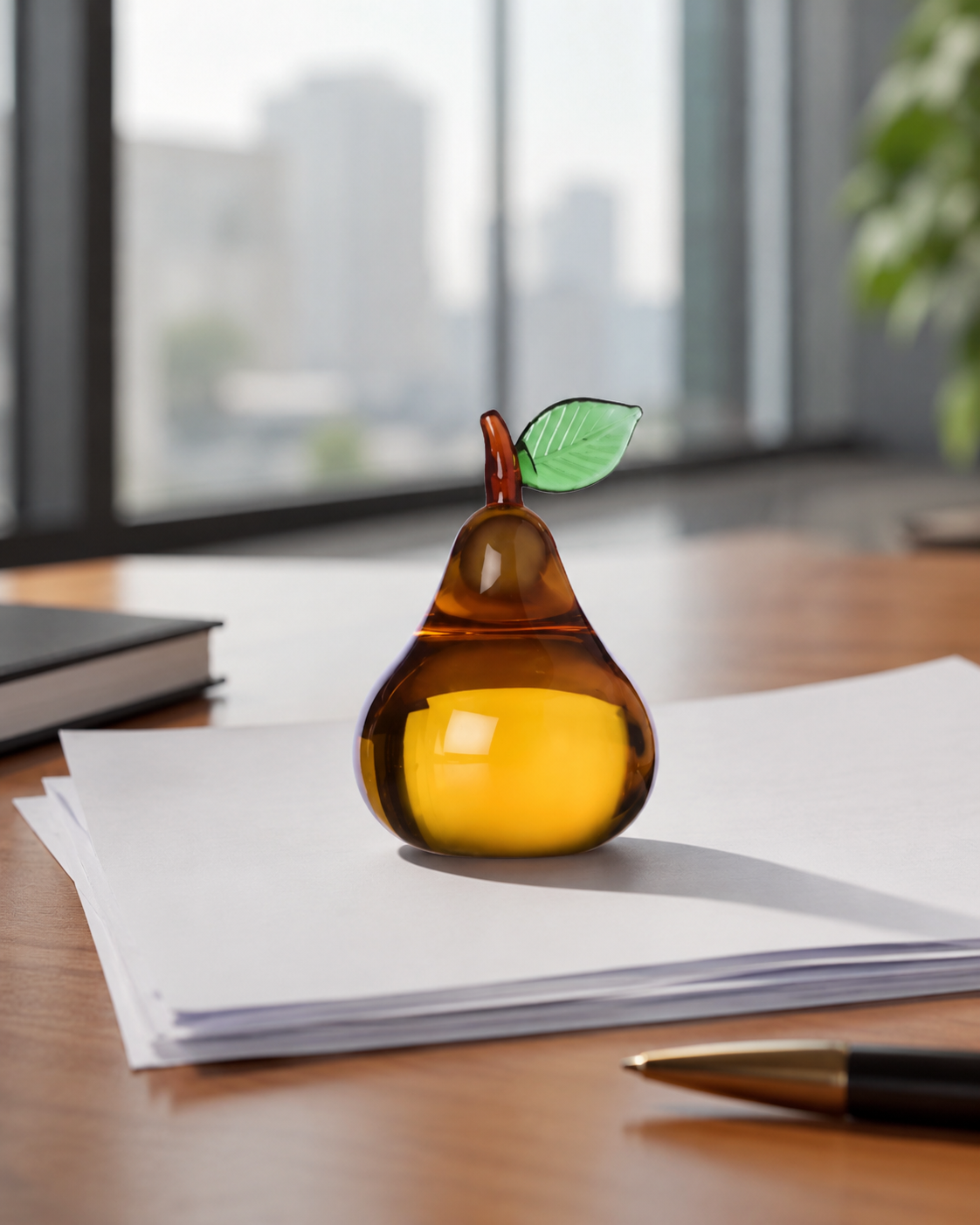 PAPERWEIGHT PEAR FRUITS&FLOWER ICHENDORF MILANO | borosilicate glass | 5x8cm