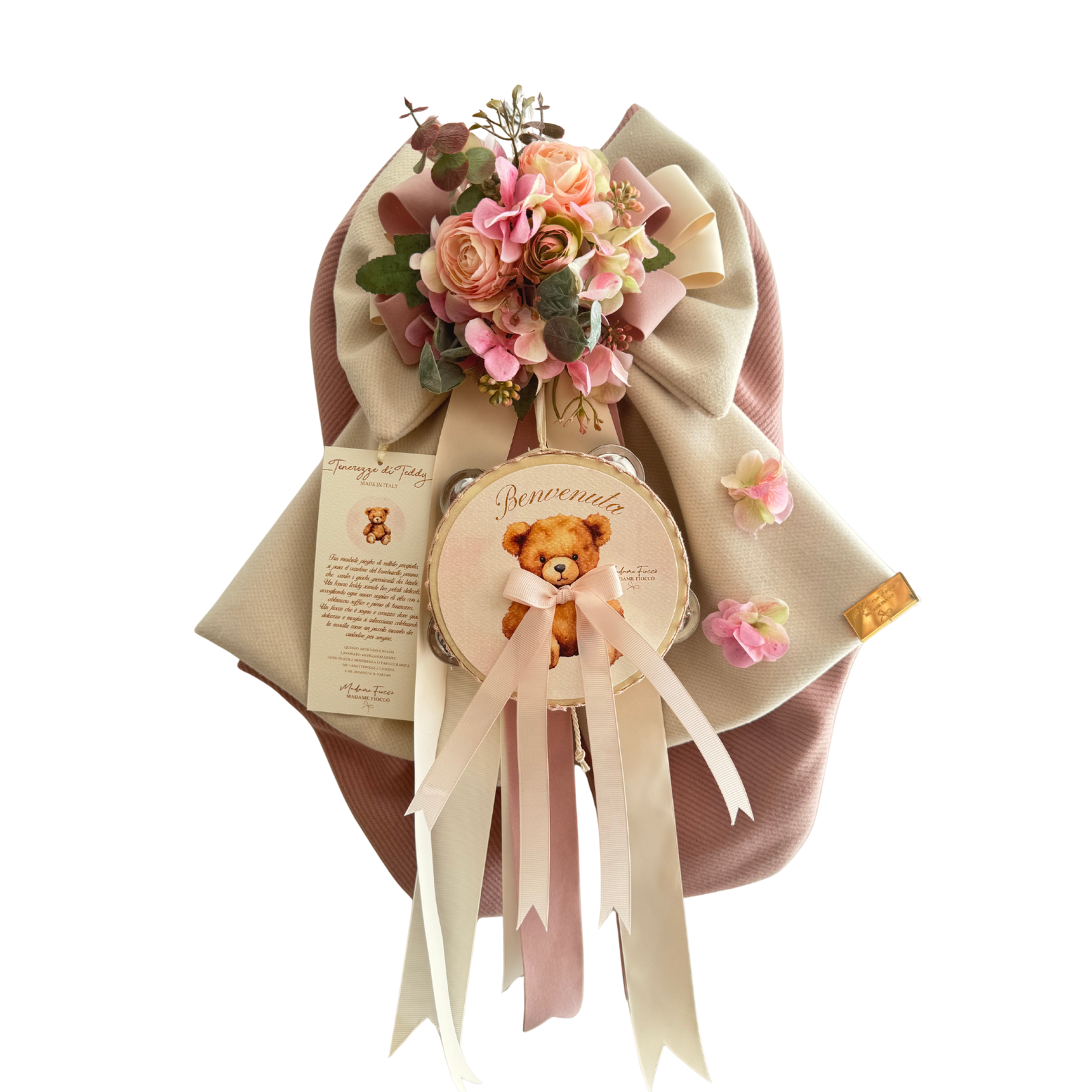FIOCCO TENEREZZA TEDDI MADAME FIOCCO' - in velluto - 50cm | Adele Chérie