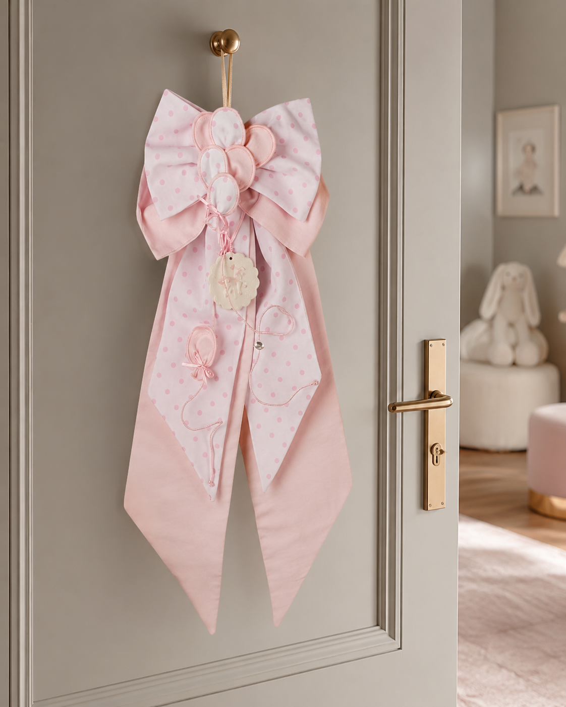 FIOCCO NASCITA PALLONCINO ROSA L'INFINITO BOMBONIERE | in tessuto | 62cm