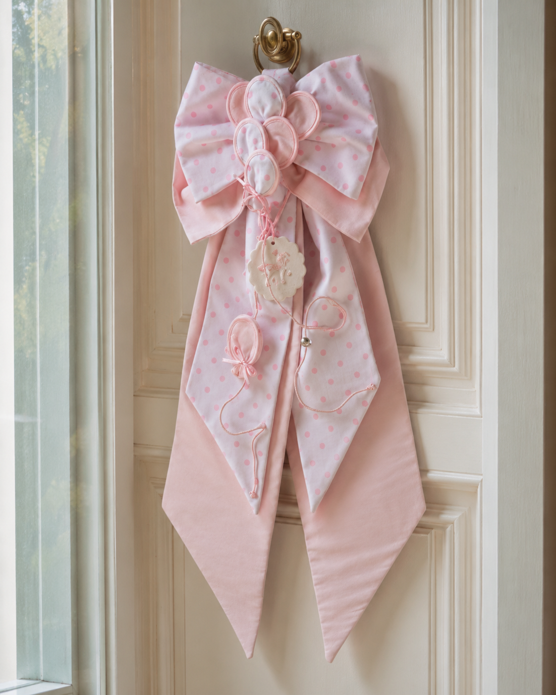 FIOCCO NASCITA PALLONCINO ROSA L'INFINITO BOMBONIERE | in tessuto | 62cm
