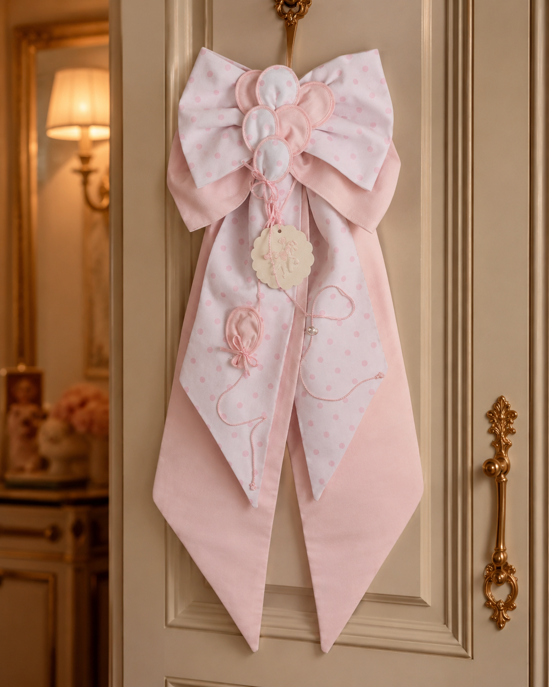 FIOCCO NASCITA PALLONCINO ROSA L'INFINITO BOMBONIERE | in tessuto | 62cm