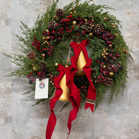 GHIRLANDA NOTE DI NATALE MADAME FIOCCO' | in pino verde con bacche | Ø50cm