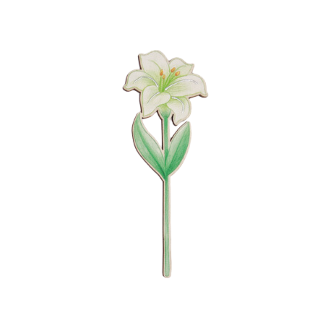 GIGLIO DILLO CON UN FIORE ESTEGO - in legno - 5x15cm | Adele Chérie