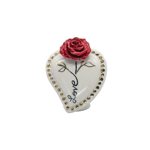 DIFFUSORE DI PROFUMO CUORE SACRO ROSA SBORDONE PORCELLANE | in porcellana Capodimonte | 12x13cm