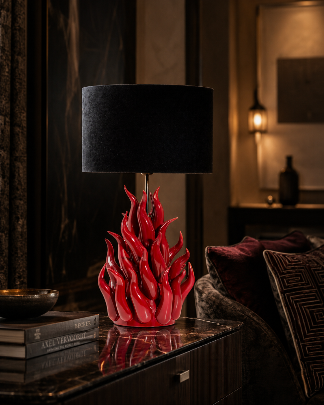 LAMPADA FIAMMA GLI ALBERELLI | in ceramica di Capodimonte | 30x70cm