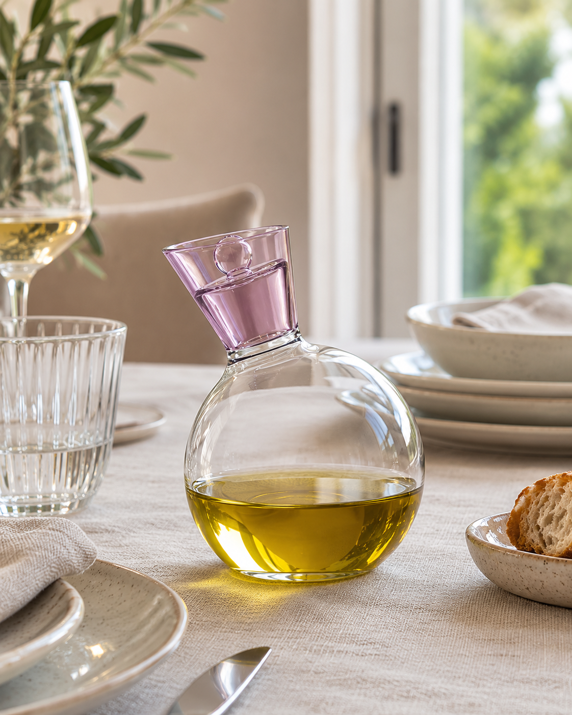 OIL BOTTLE JAR TRANSFER ICHENDORF MILANO | in borosilicate glass various colours | Ø9cm