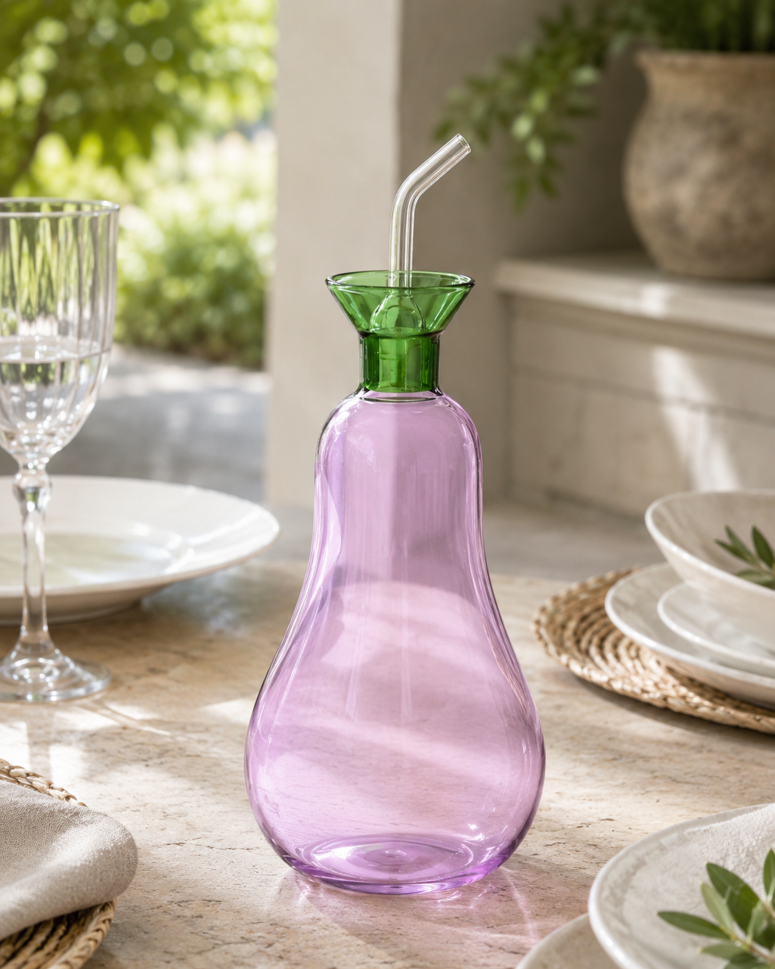 AUBERGINE OIL CRUET VEGETABLES ICHENDORF MILANO | in borosilicate glass