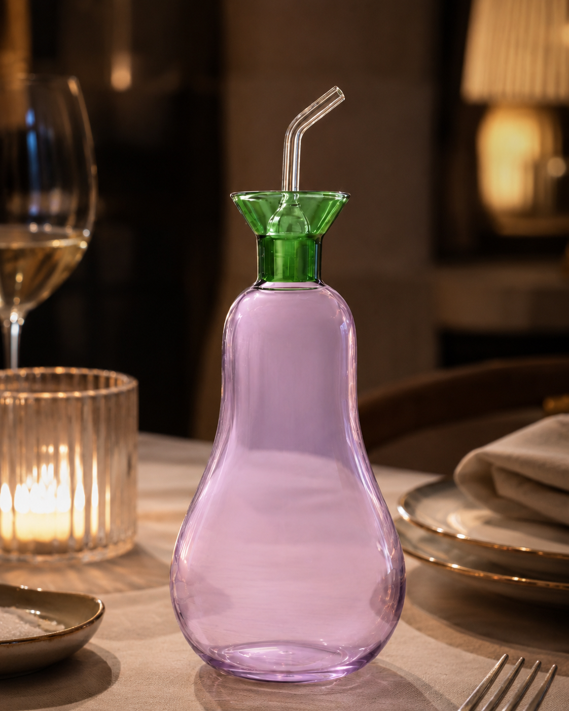 AUBERGINE OIL CRUET VEGETABLES ICHENDORF MILANO | in borosilicate glass