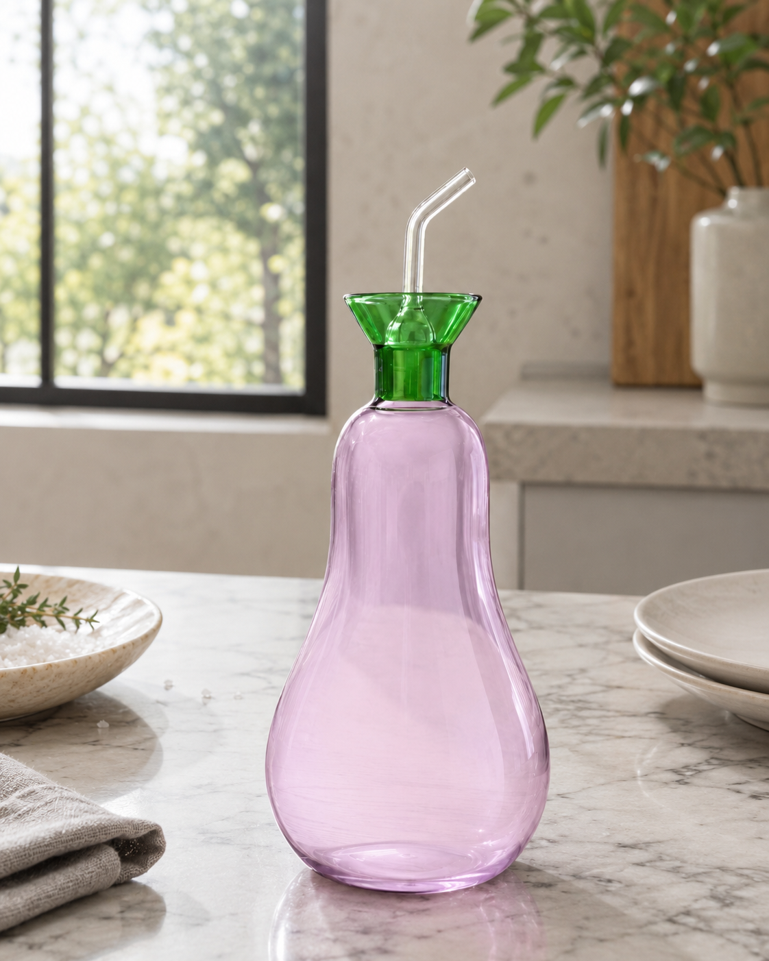 AUBERGINE OIL CRUET VEGETABLES ICHENDORF MILANO | in borosilicate glass
