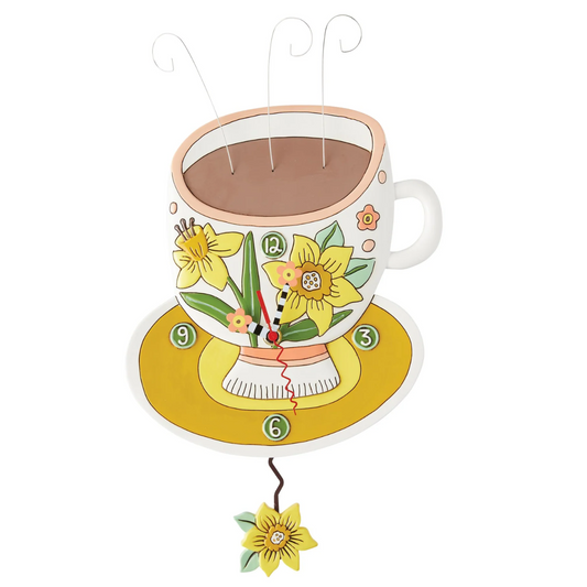 OROLOGIO TAZZA DA TE' ALLEN DESIGNS | in resina con pendolo | 22x33cm