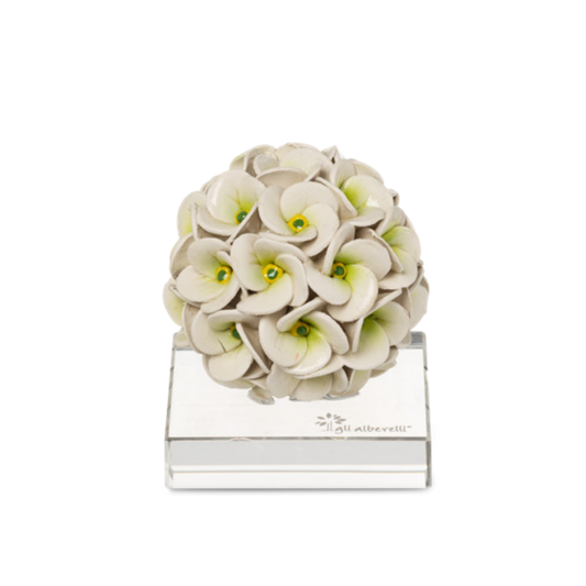 ORTENSIA SU BASE DI CRISTALLO GLI ALBERELLI | in ceramica di Capodimonte vari colori | Ø7x9cm