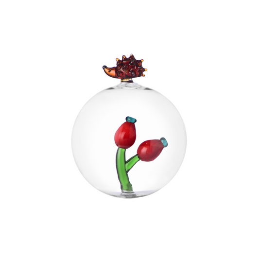 PALLA DI NATALE RICCIO E BACCHE WOODLAND TALES ICHENDORF MILANO | in vetro borosilicato