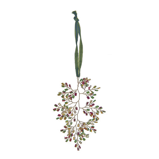 PENDAGLIO GRAPPOLO JEWEL BRUCO | in metallo con perline | 14x9cm