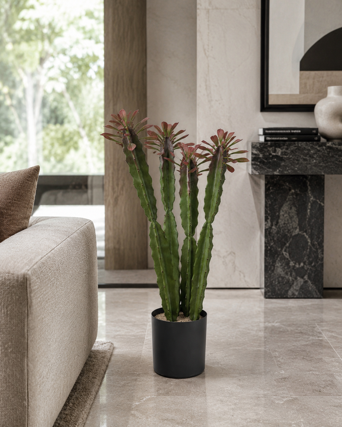 CACTUS PLANT CATERPILLAR | with vase | 80cm