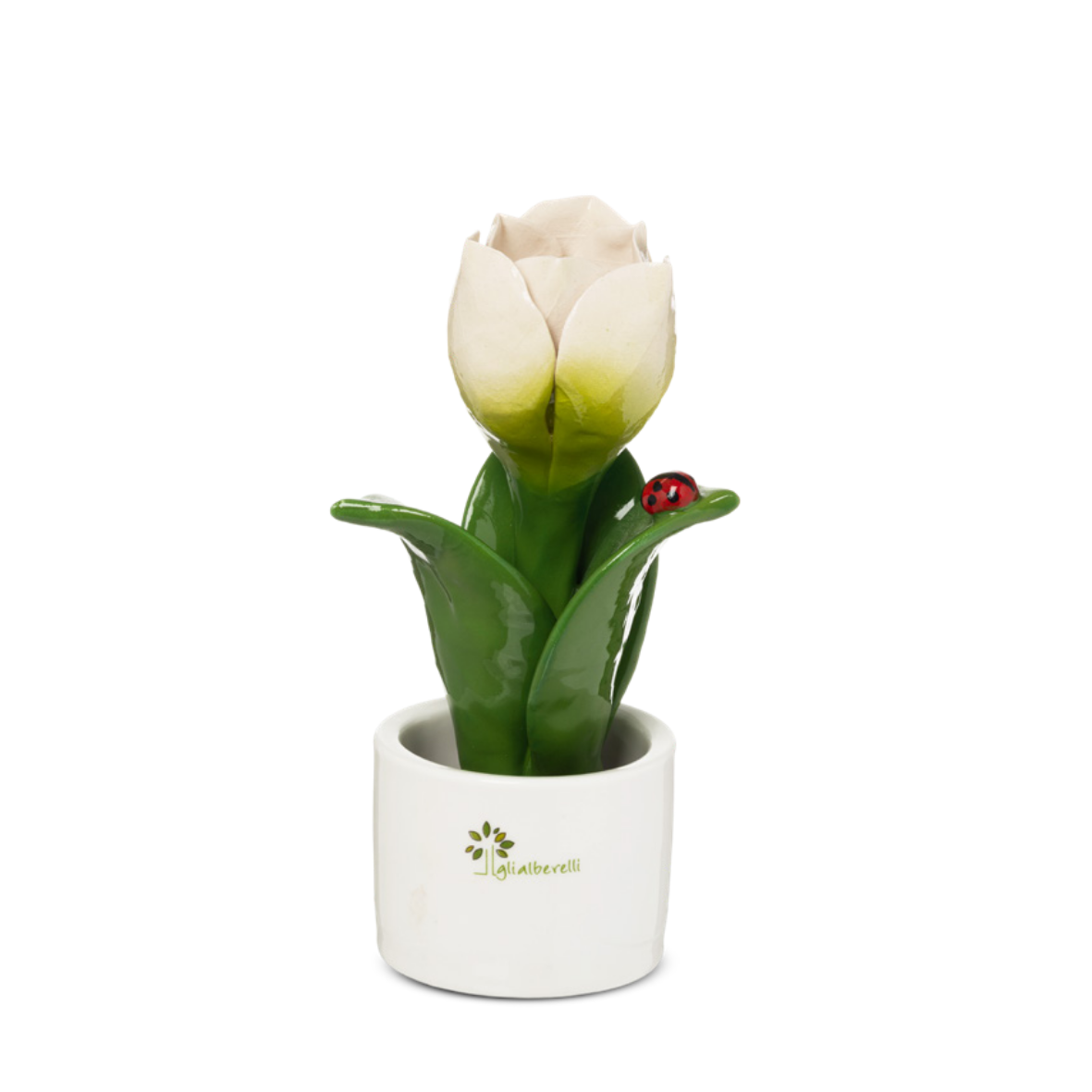 PIANTINA NATURA TULIPANO GLI ALBERELLI - in ceramica di Capodimonte vari colori - Ø6x14cm - foto 2 | Adele Chérie