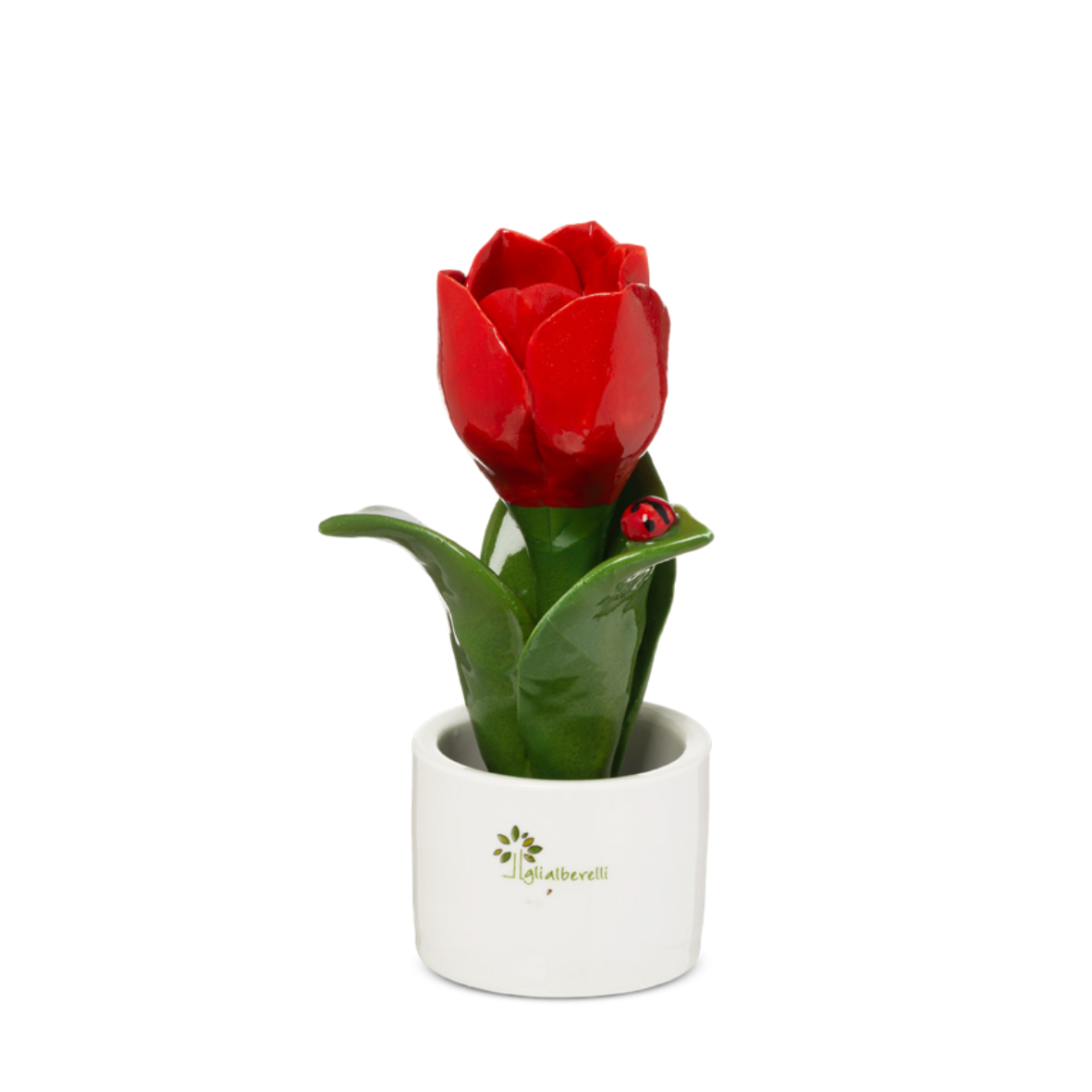 PIANTINA NATURA TULIPANO GLI ALBERELLI - in ceramica di Capodimonte vari colori - Ø6x14cm - foto 4 | Adele Chérie
