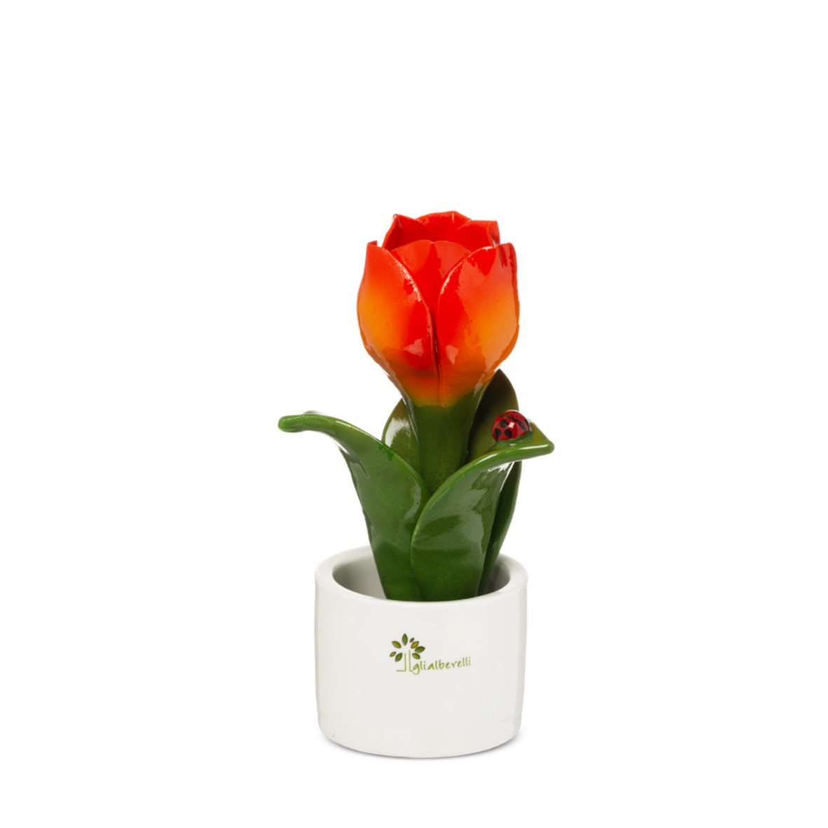 PIANTINA NATURA TULIPANO GLI ALBERELLI - in ceramica di Capodimonte vari colori - Ø6x14cm - foto 5 | Adele Chérie