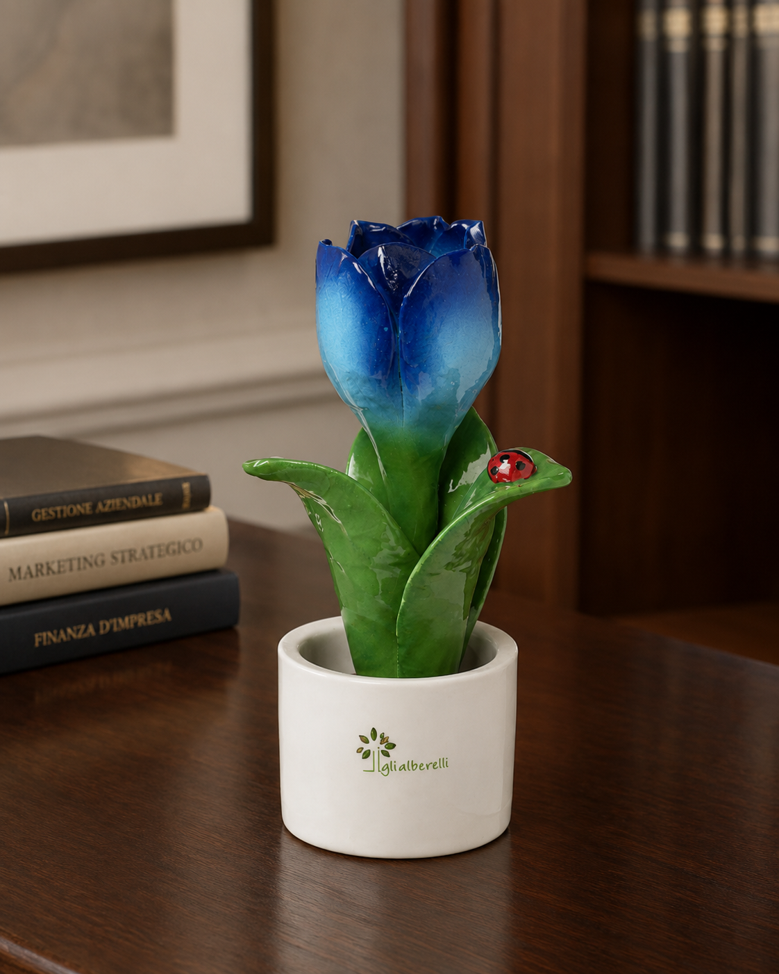 PIANTINA NATURA TULIPANO GLI ALBERELLI | in ceramica di Capodimonte vari colori | Ø6x14cm
