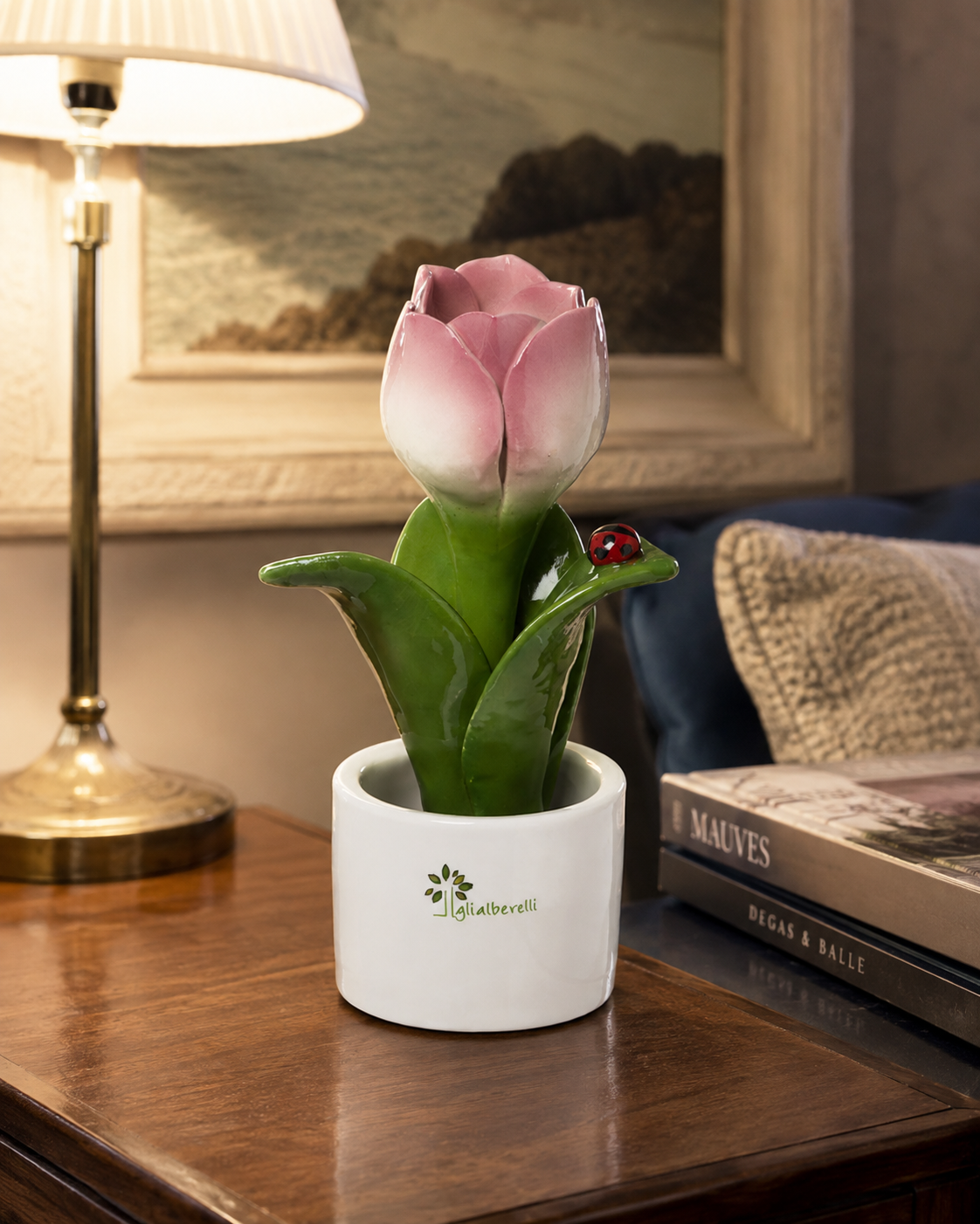 PIANTINA NATURA TULIPANO GLI ALBERELLI | in ceramica di Capodimonte vari colori | Ø6x14cm