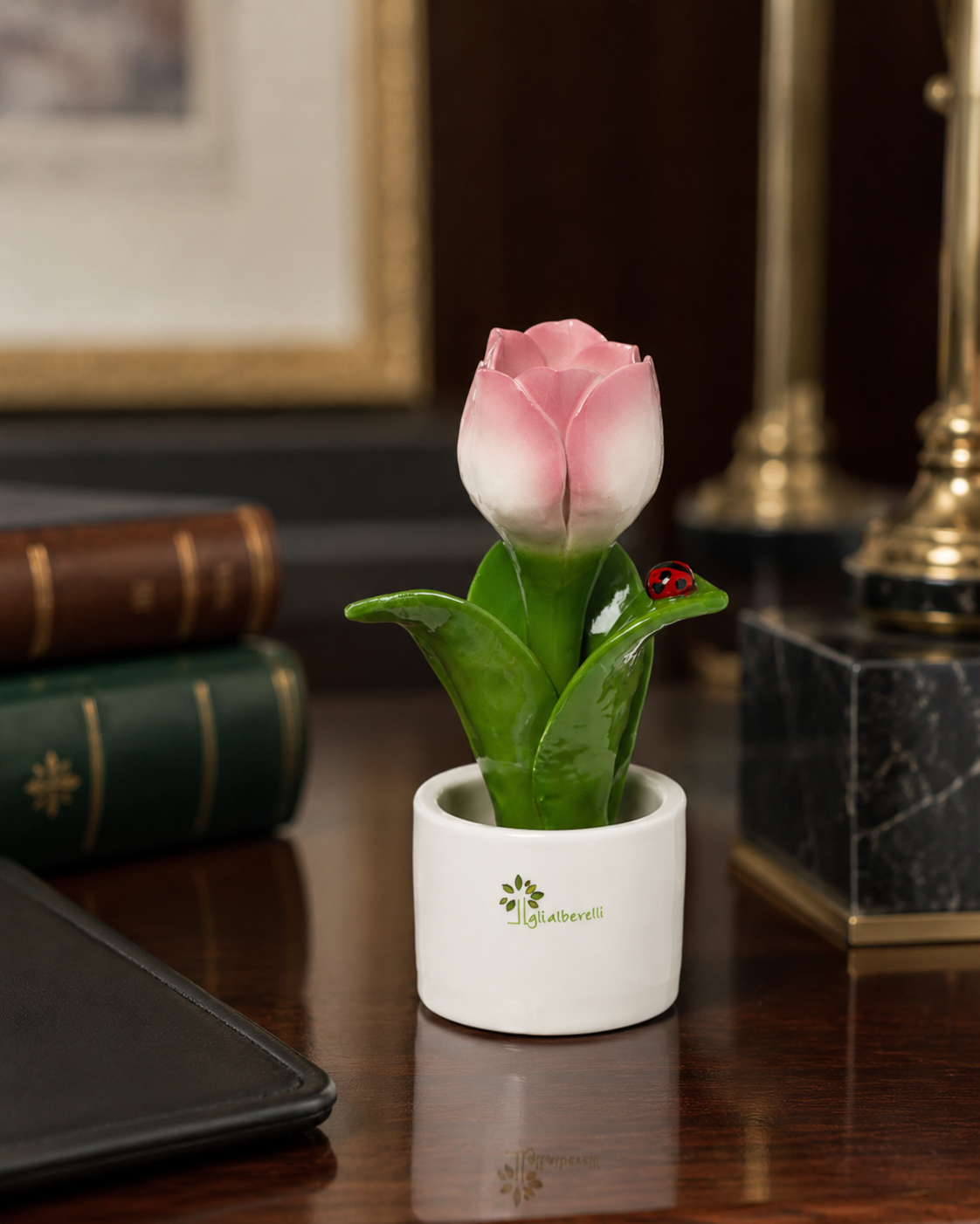 PIANTINA NATURA TULIPANO GLI ALBERELLI | in ceramica di Capodimonte vari colori | Ø6x14cm