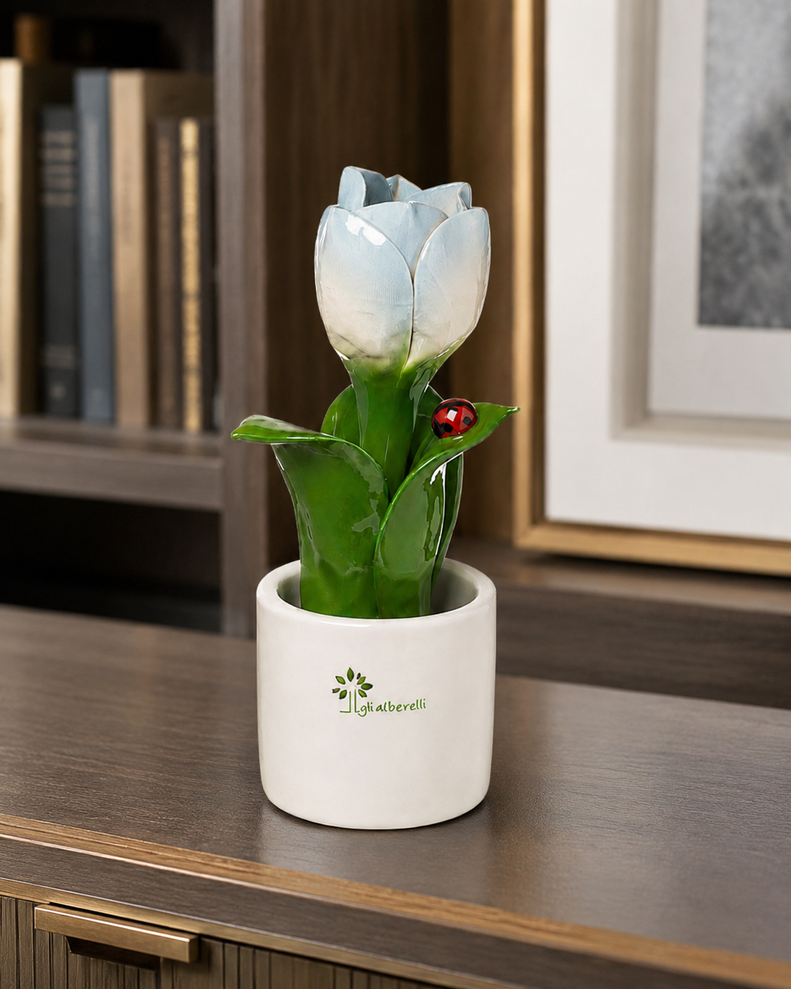 PIANTINA NATURA TULIPANO GLI ALBERELLI | in ceramica di Capodimonte vari colori | Ø6x14cm