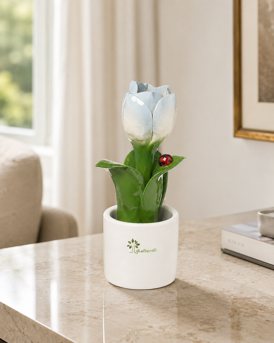 PIANTINA NATURA TULIPANO GLI ALBERELLI | in ceramica di Capodimonte vari colori | Ø6x14cm