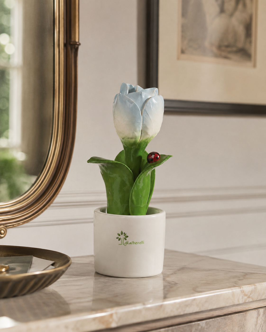 PIANTINA NATURA TULIPANO GLI ALBERELLI | in ceramica di Capodimonte vari colori | Ø6x14cm
