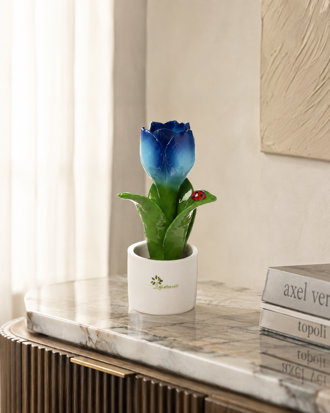 PIANTINA NATURA TULIPANO GLI ALBERELLI | in ceramica di Capodimonte vari colori | Ø6x14cm