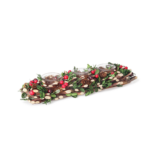 PORTA CANDELA ELOISE BIZZOTTO | con bacche | 39x13,5x7cm