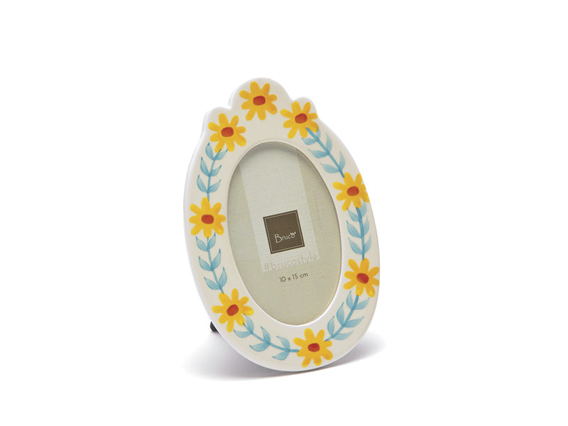 PORTAFOTO FLOWER&STRIPE BRUCO - in ceramica - 16x23cm | Adele Cherie