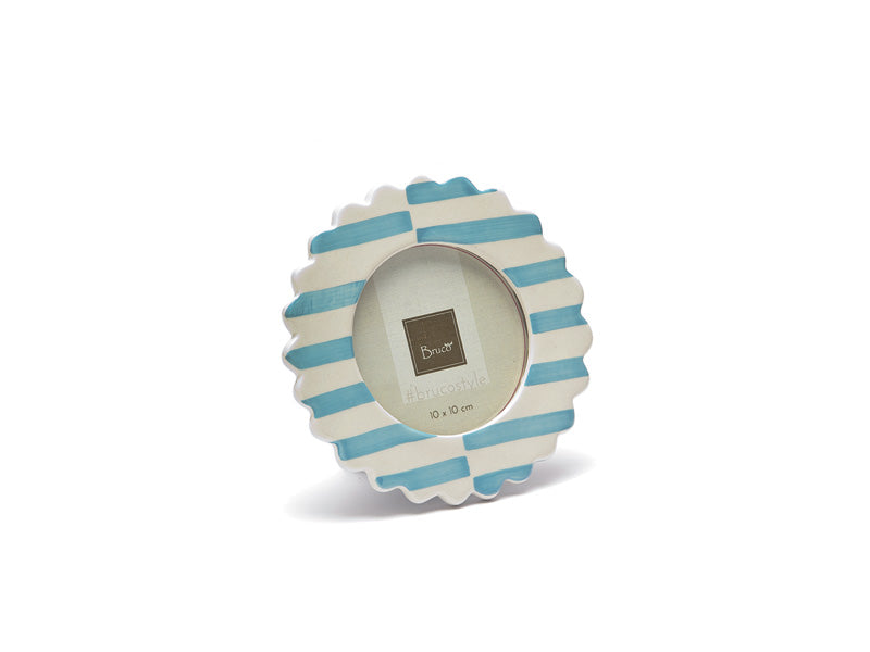 PORTAFOTO FLOWER&STRIPE BRUCO - in ceramica - 17x17cm | Adele Chérie
