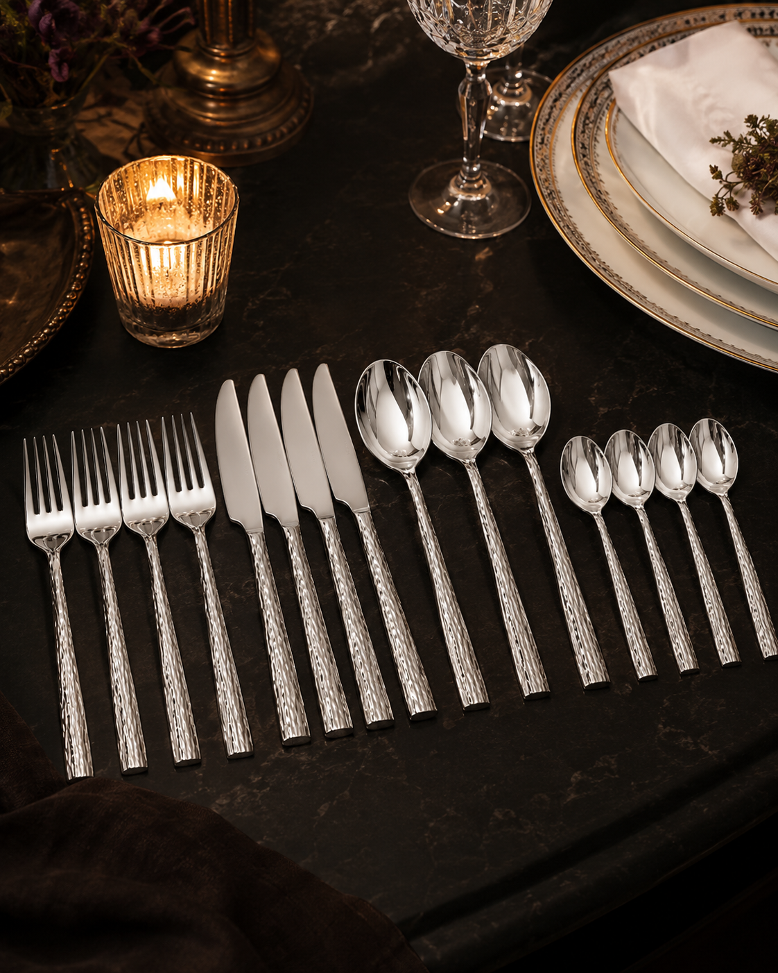 POSATE MARTELLATE BRANDANI | in acciaio inox | 16pz