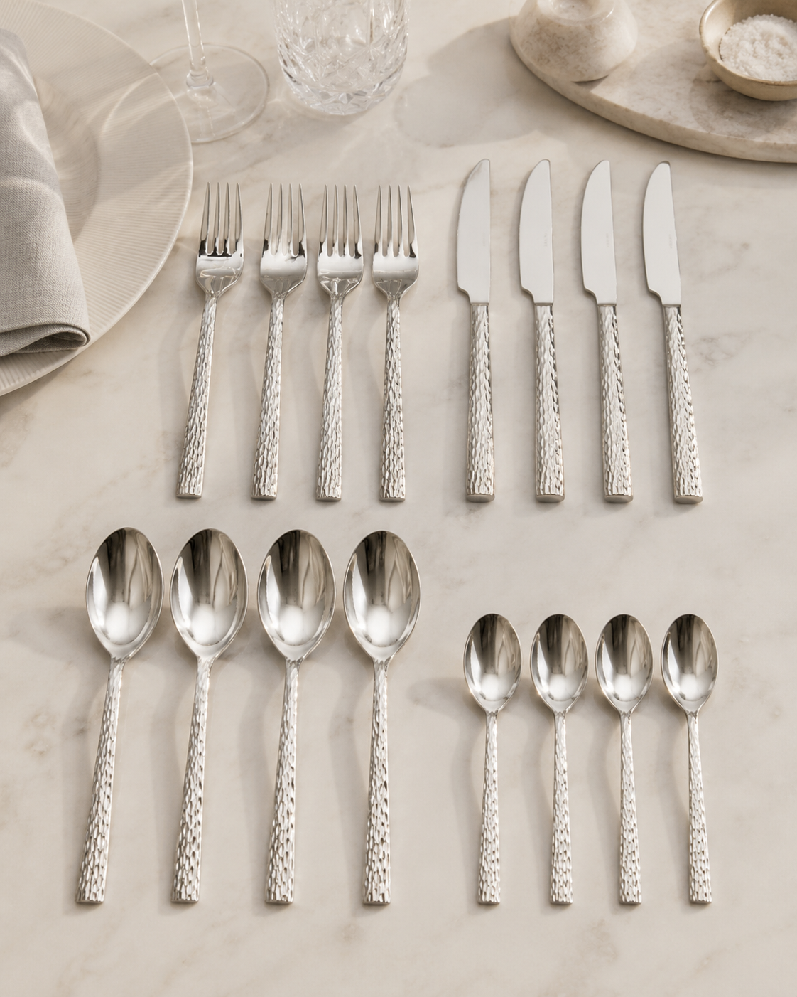 POSATE MARTELLATE BRANDANI | in acciaio inox | 16pz