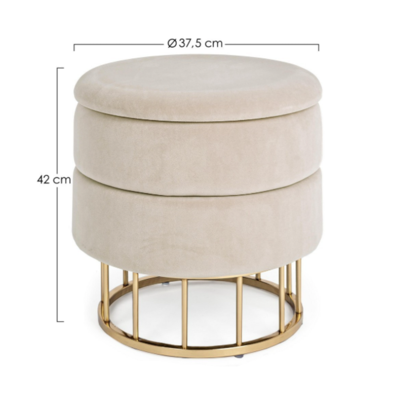 POUF CONTENITORE PAVLINA BIZZOTTO | in metallo e tessuto | Ø37x42cm