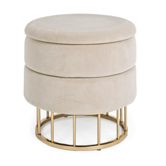 POUF CONTENITORE PAVLINA BIZZOTTO | in metallo e tessuto | Ø37x42cm