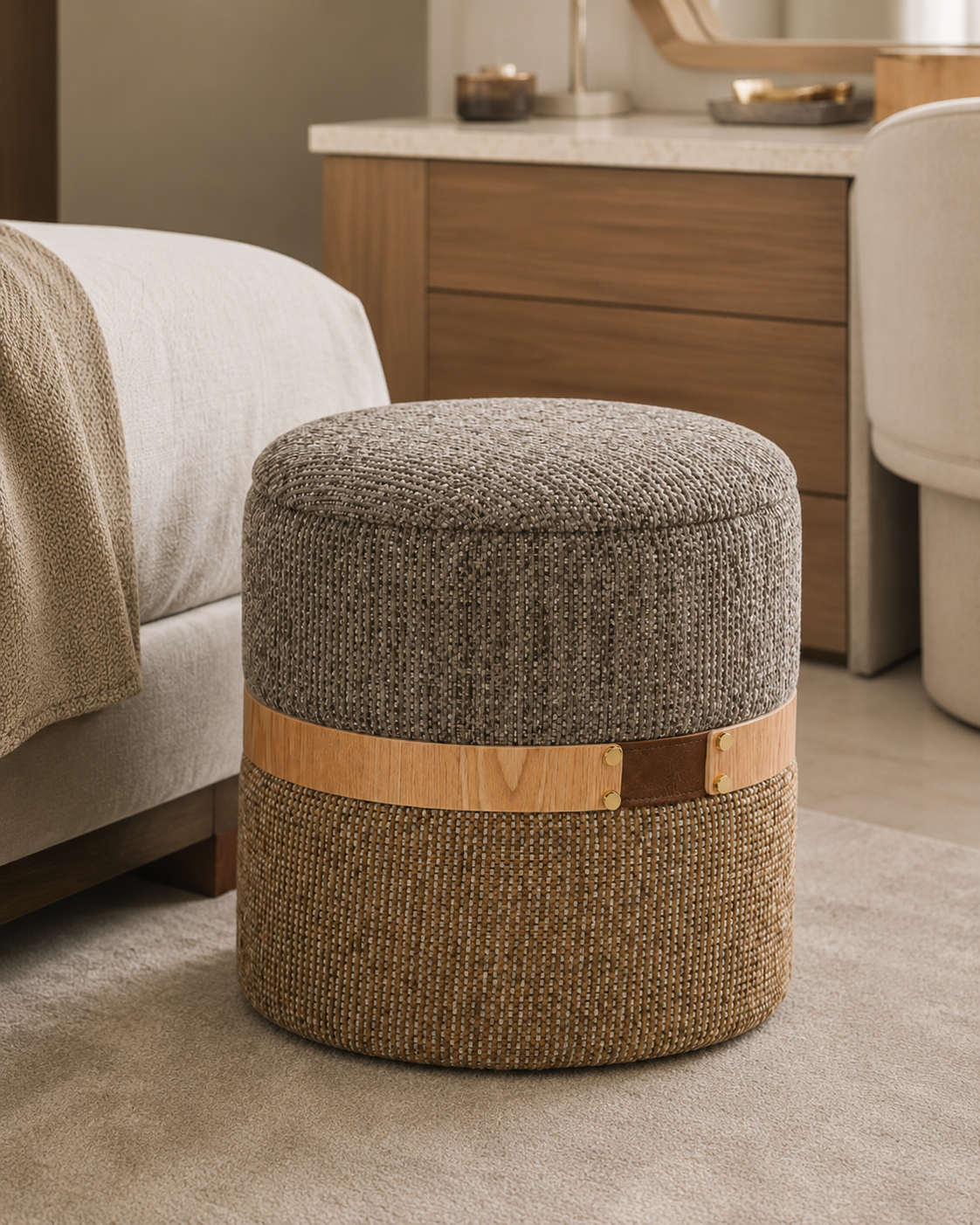 POUF CONTENITORE TANYA BIZZOTTO | in metallo e tessuto | varie misure
