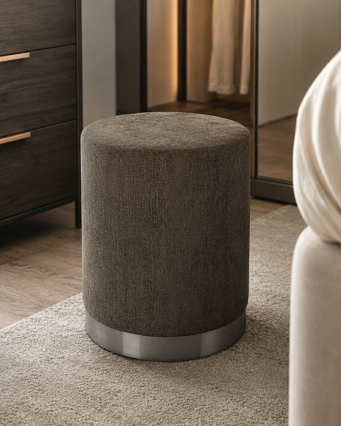 POUF ERNESTINE BIZZOTTO | in metallo e tessuto | Ø35x42cm
