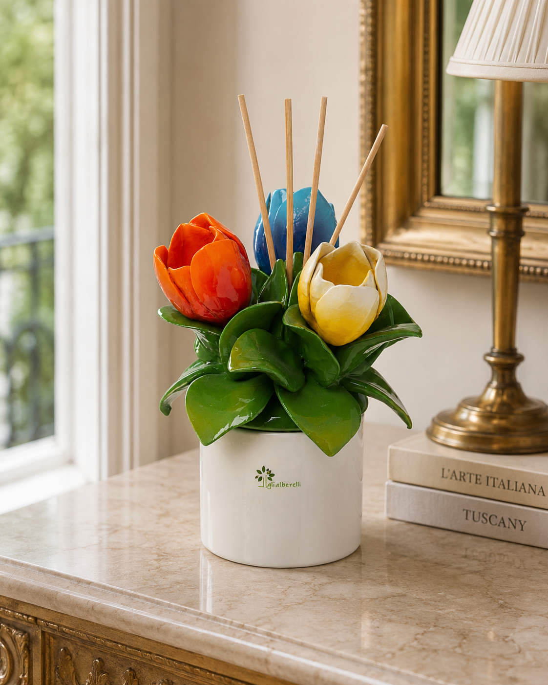 PROFUMATORE TULIPANI GLI ALBERELLI | in ceramica di Capodimonte | Ø14x19cm