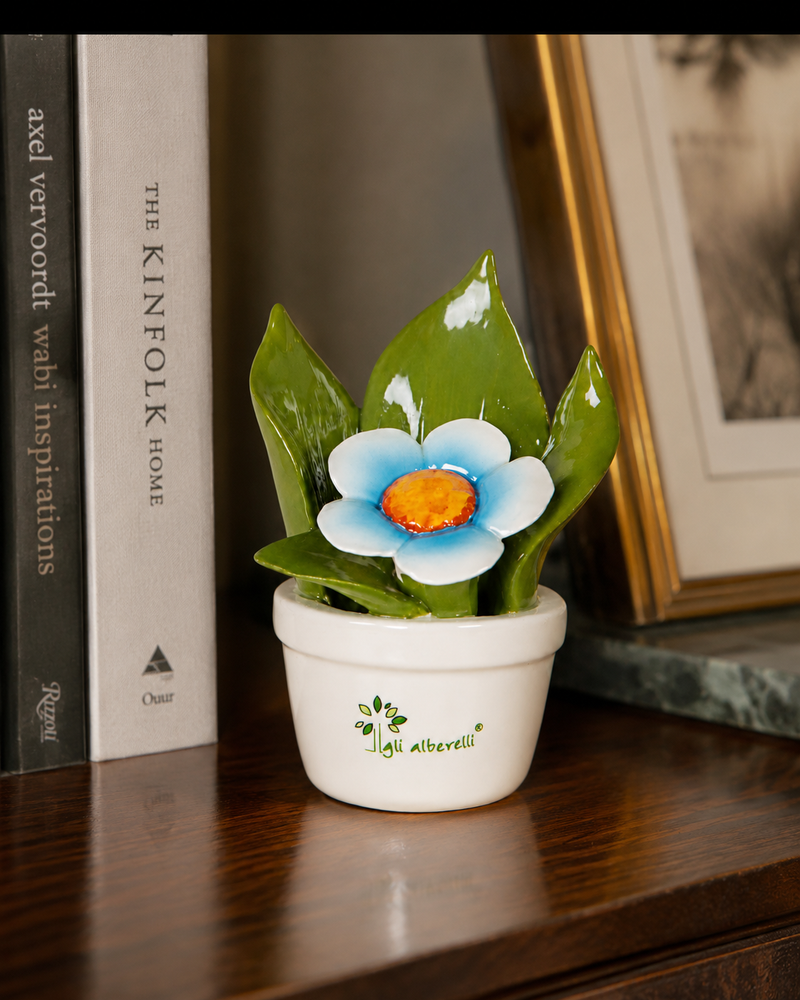 PROFUMINA FIORE CELESTE GLI ALBERELLI | in ceramica di Capodimonte | Ø8x10cm - | Adele Chérie - articoli da regalo e bomboniere
