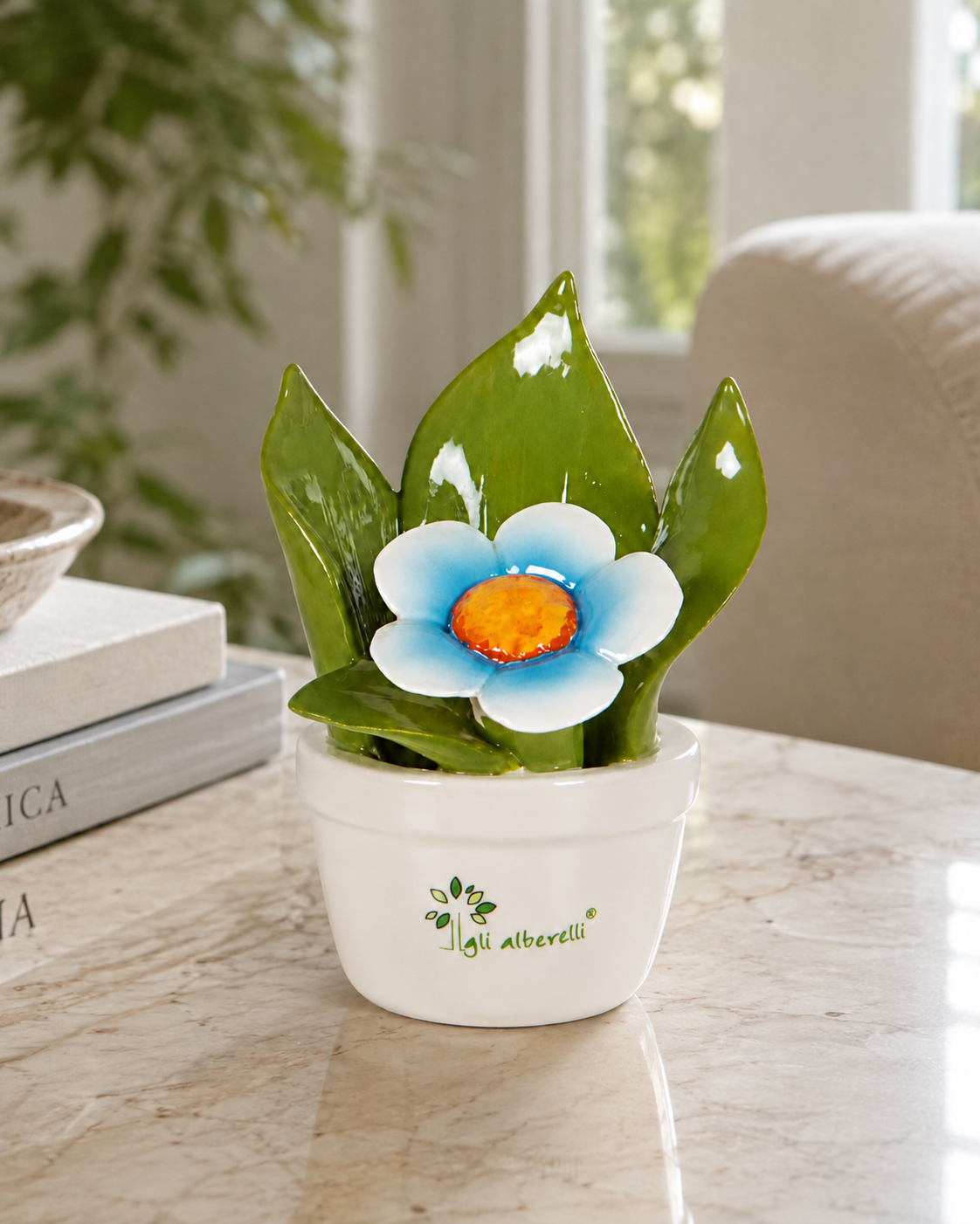 PROFUMINA FIORE CELESTE GLI ALBERELLI | in ceramica di Capodimonte | Ø8x10cm