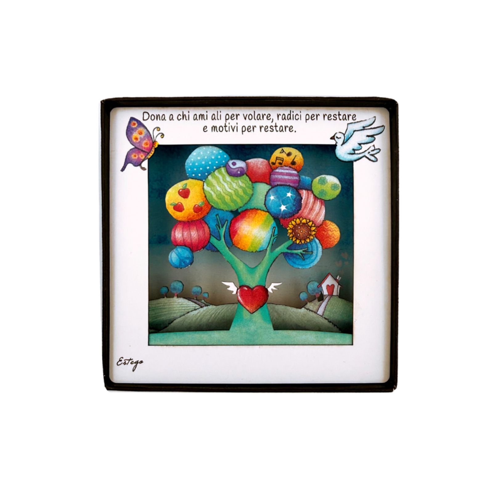 PYXIS "ALBERO DEL CUORE" ESTEGO - in legno con led - 10x10cm | Adele Chérie